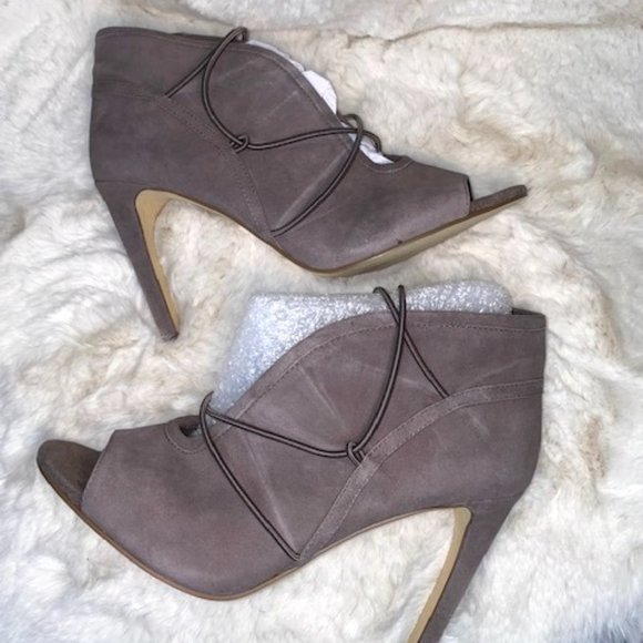 Dark Stone Peep Toe Booties - Picture 1 of 4